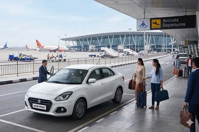 Chauffeur-driven car waiting for an airport transfer pickup